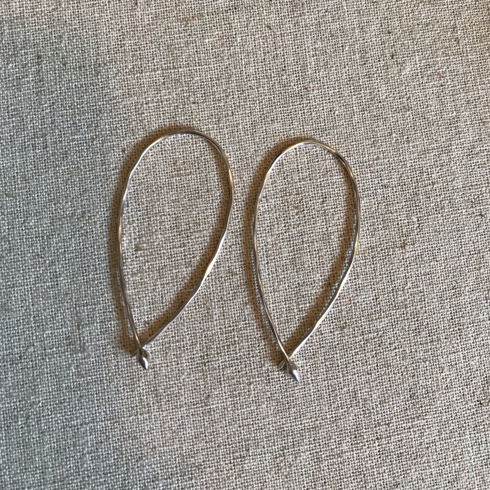 Stella & Dot silver hammered hoops.  Small.